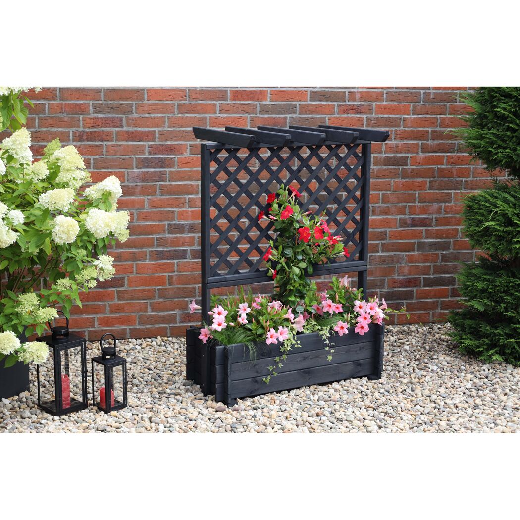 Rankkasten mit Pergola Holz anthrazit 102 x 140 x 64,5 cm