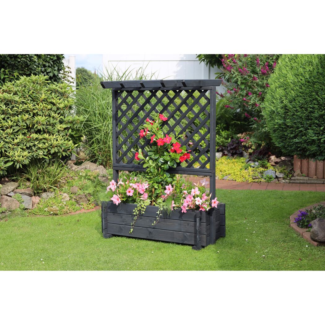 Rankkasten mit Pergola Holz anthrazit 102 x 140 x 64,5 cm