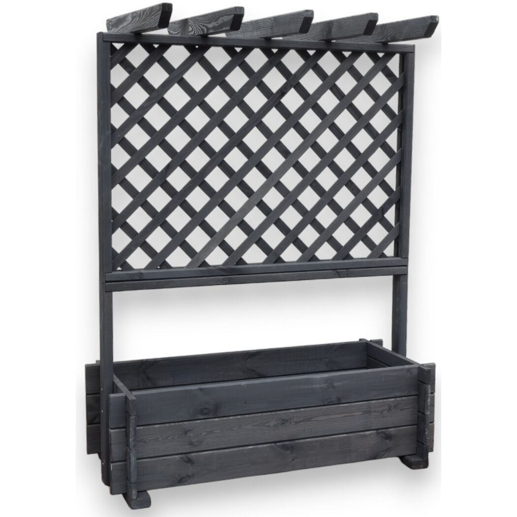 Rankkasten mit Pergola Holz anthrazit 102 x 140 x 64,5 cm