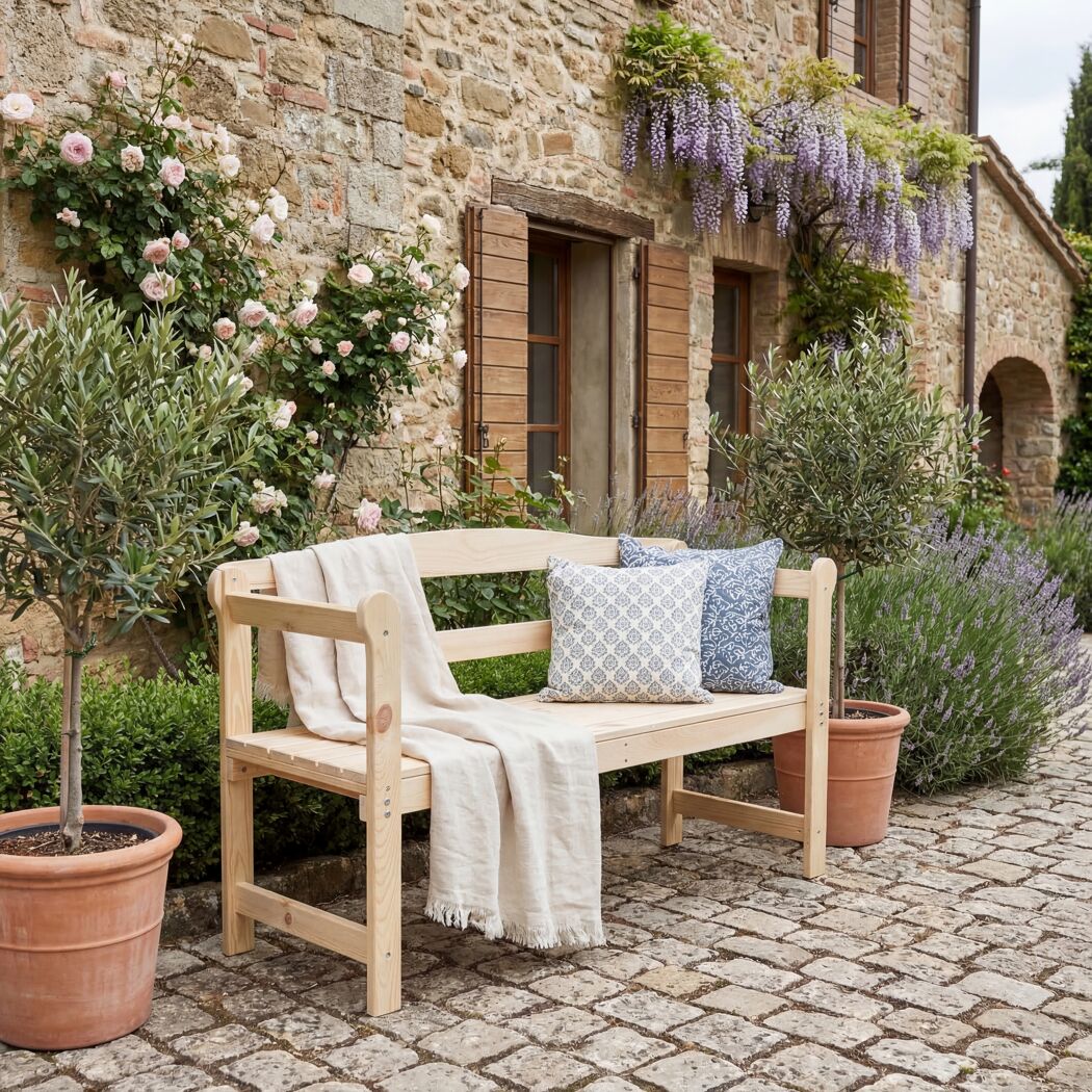 Gartenbank 2-Sitzer Kiefernholz natur 118 x 45 x 78 cm