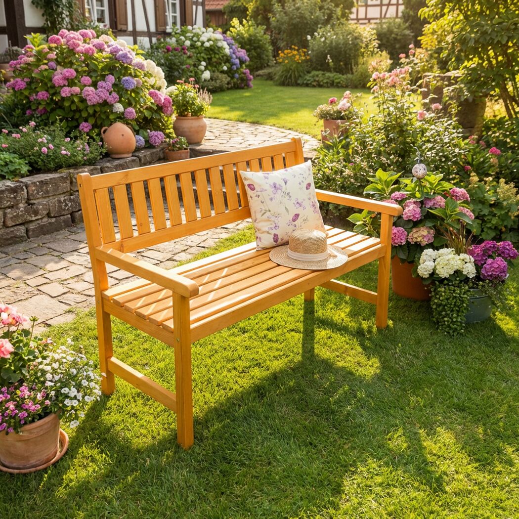 Gartenbank 'Johanna' 3-Sitzer Kiefernholz honigbraun 154 x 71 x 91 cm