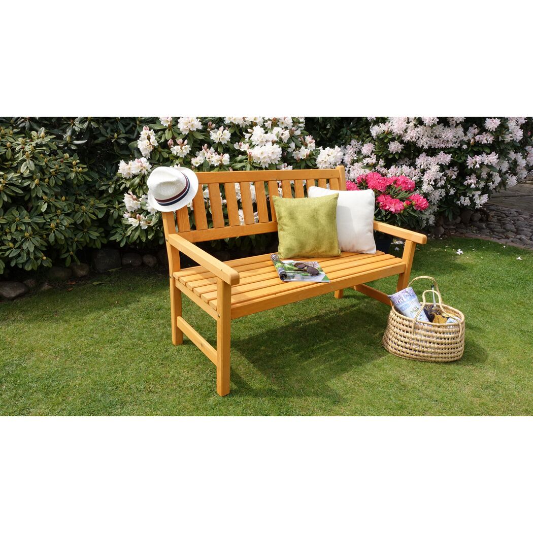 Gartenbank 'Johanna' 2-Sitzer Kiefernholz honigbraun 125 x 71 x 91 cm