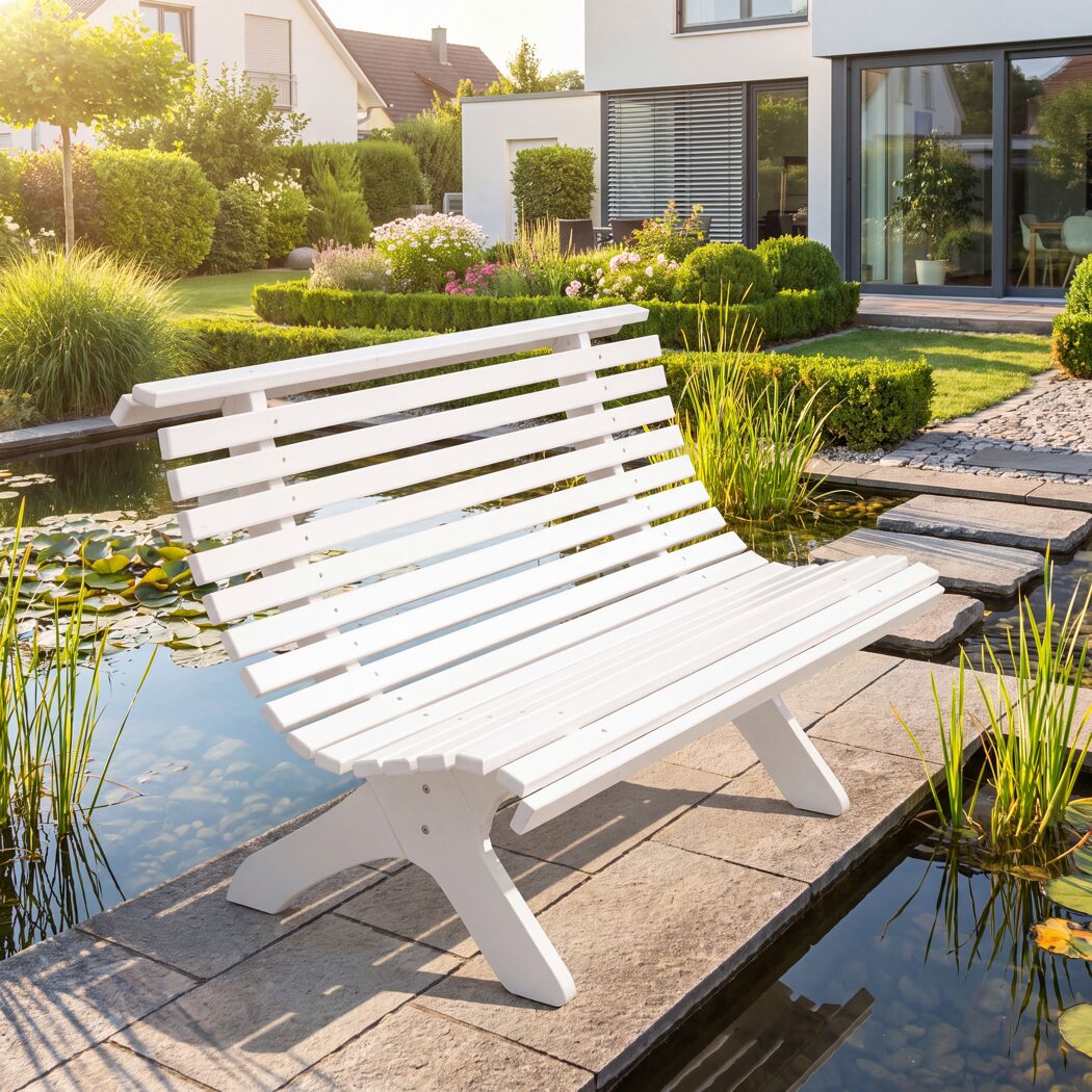 Gartenbank 'Sven' 3-Sitzer Kiefernholz weiß 140 x 74 x 87 cm