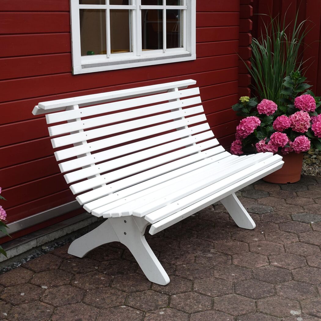 Gartenbank 'Sven' 3-Sitzer Kiefernholz weiß 140 x 74 x 87 cm