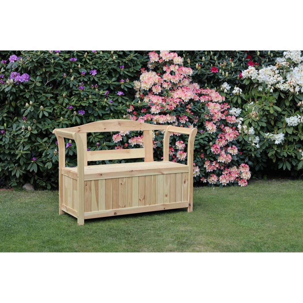 Gartenbank mit Kissenbox Kiefernholz natur 130 x 50 x 93 cm