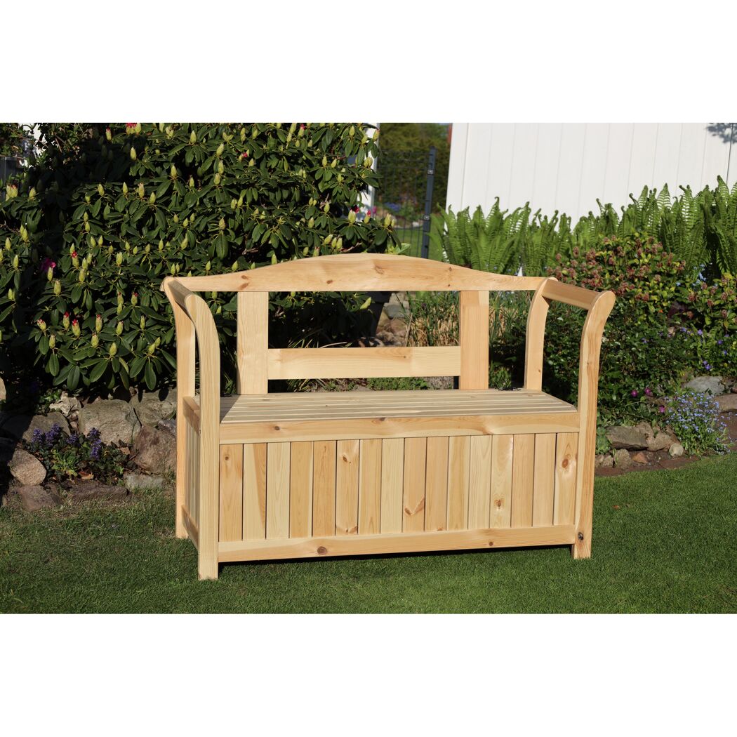 Gartenbank mit Kissenbox Kiefernholz natur 130 x 50 x 93 cm