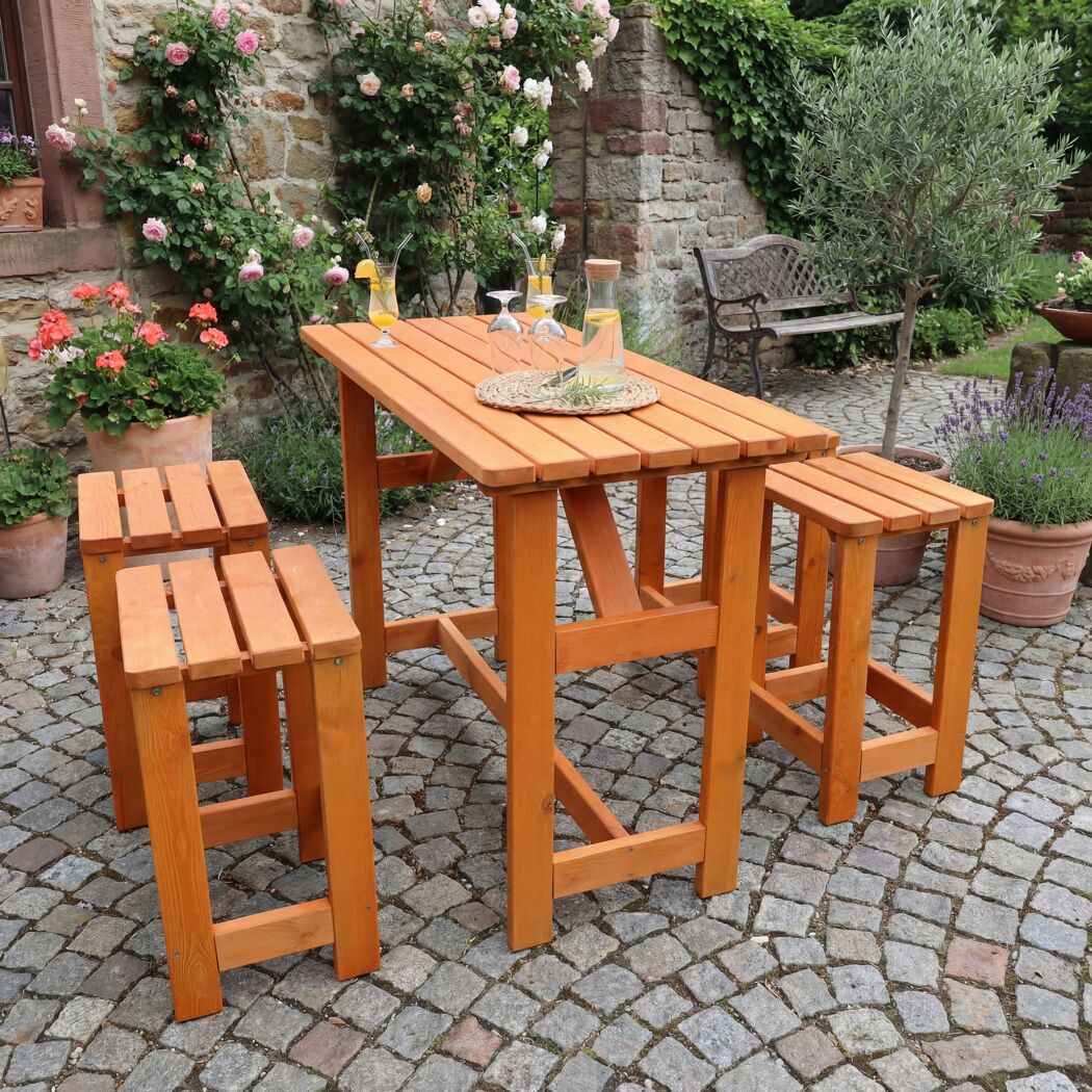 Barlounge-Set 'Summer' Kiefernholz honigbraun 5-teilig