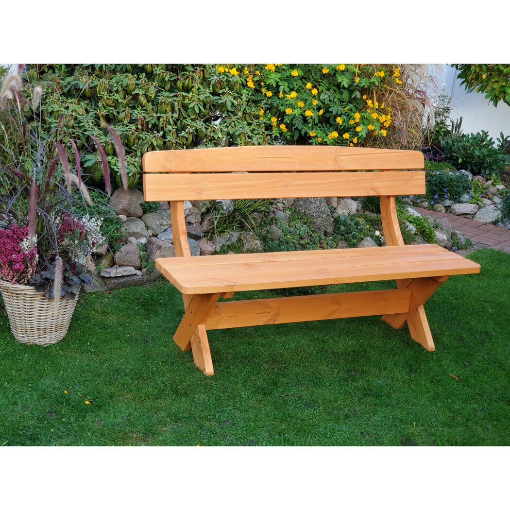 Gartenbank 'München' Kiefernholz honigbraun 150 x 70 x 90 cm