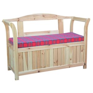 Gartenbank mit Kissenbox Kiefernholz natur 130 x 50 x 93 cm inkl. Sitzauflage