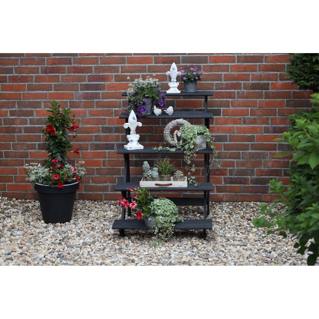 Blumentreppe anthrazit Kiefernholz 78 x 100 x 109 cm