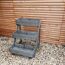 Pflanztreppe grau Kiefernholz 80 x 84 x 100 cm