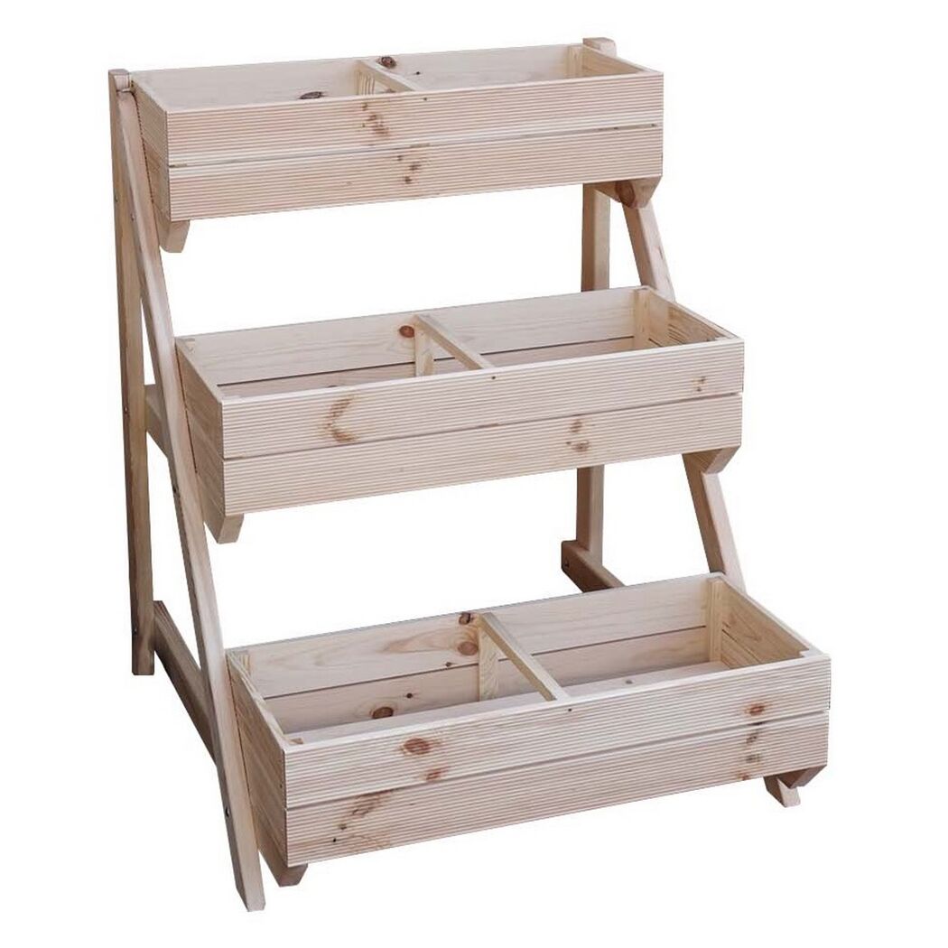 Pflanztreppe natur Kiefernholz 80 x 84 x 100 cm