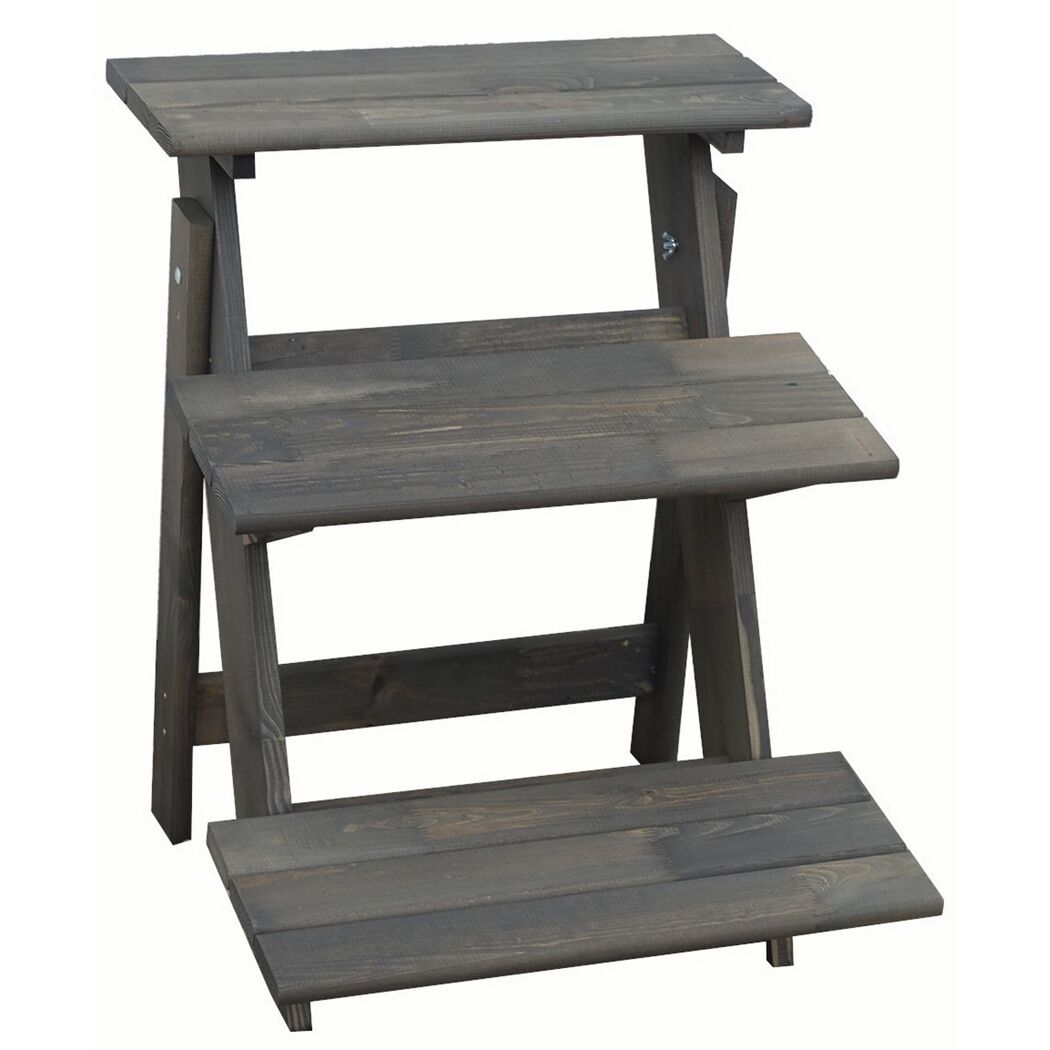 Blumentreppe grau Kiefernholz 50 x 60 x 56 cm