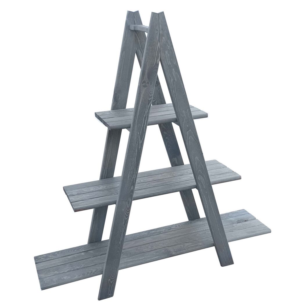 Blumentreppe Kiefernholz grau 137 x 31 x 120 cm