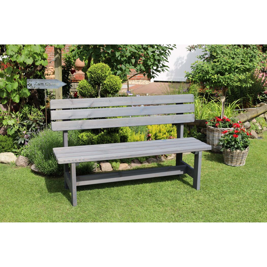 Gartenbank 'Summer' 3-Sitzer Kiefernholz grau 150 x 51 x 90 cm