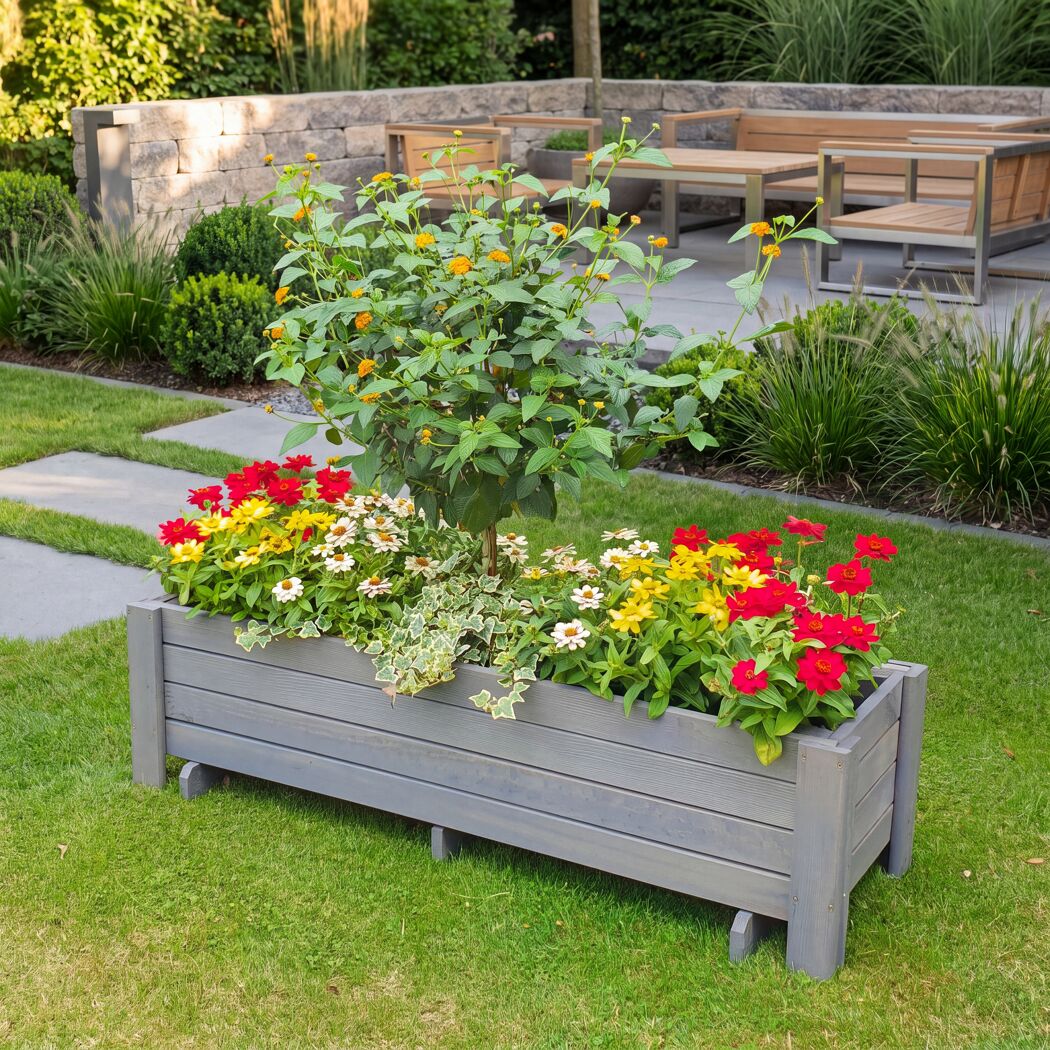 Balkonkasten 'Romantica' Holz grau 78 x 34 x 38 cm