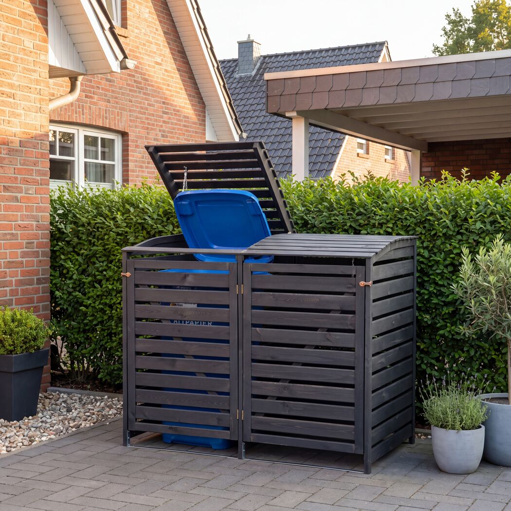 Mülltonnenbox 'Vario III' für 2 Abfalltonnen 148 x 122 x 92 cm anthrazit