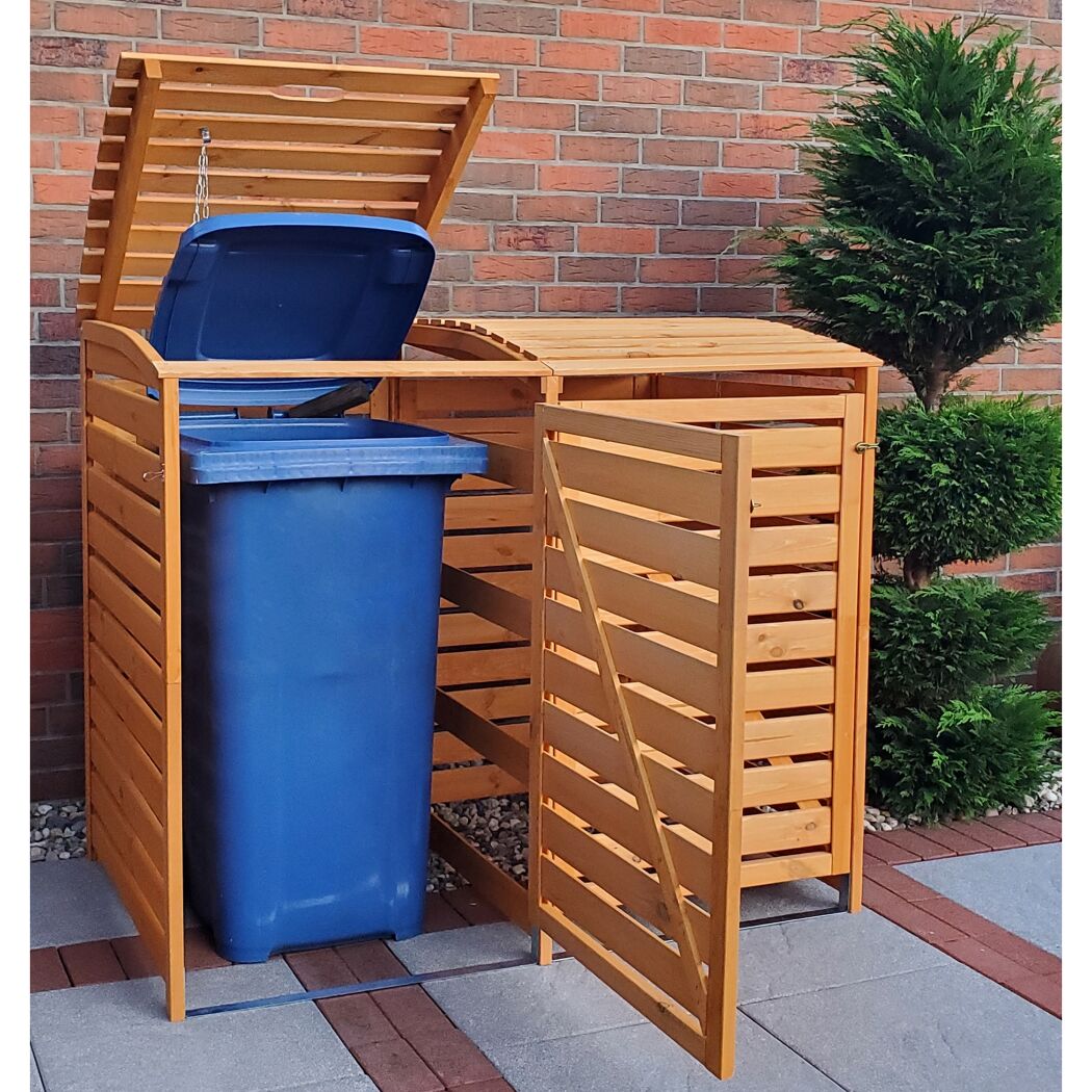 Mülltonnenbox 'Vario III' für 2 Abfalltonnen 148 x 122 x 92 cm honigbraun