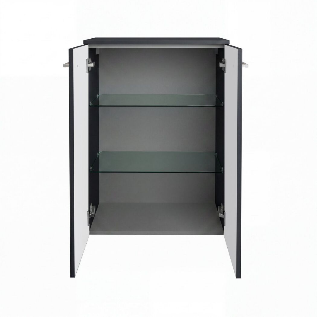 Midischrank 'B.Round' graphit glänzend 60,2 x 82,6 x 32 cm