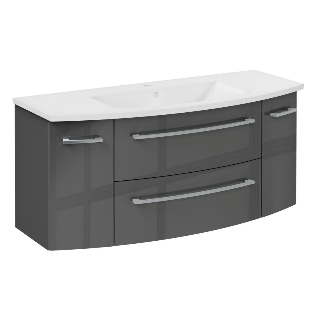Waschbecken mit Unterschrank 'B.Round' graphit glänzend 120,5 x 54 x 49,3 cm