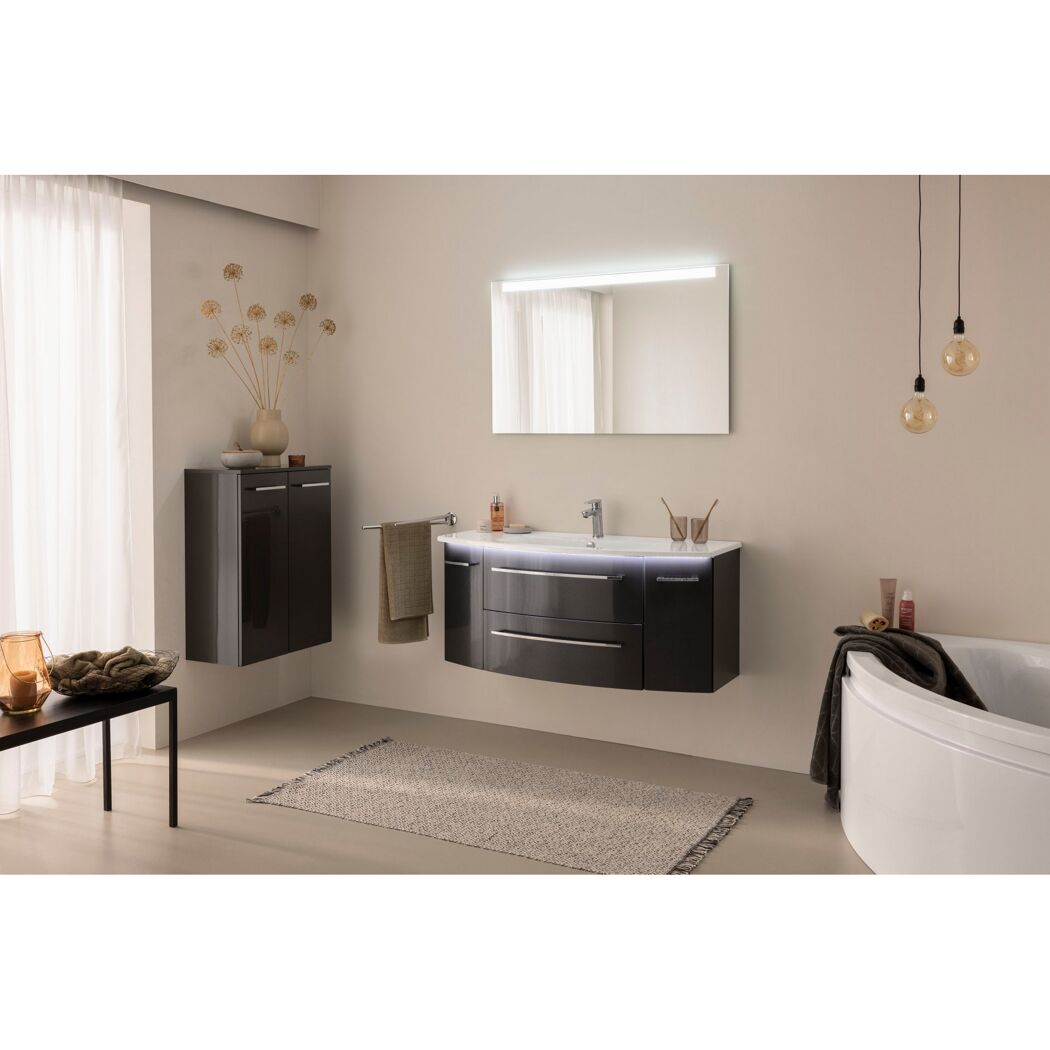 Waschbecken mit Unterschrank 'B.Round' graphit glänzend 120,5 x 54 x 49,3 cm