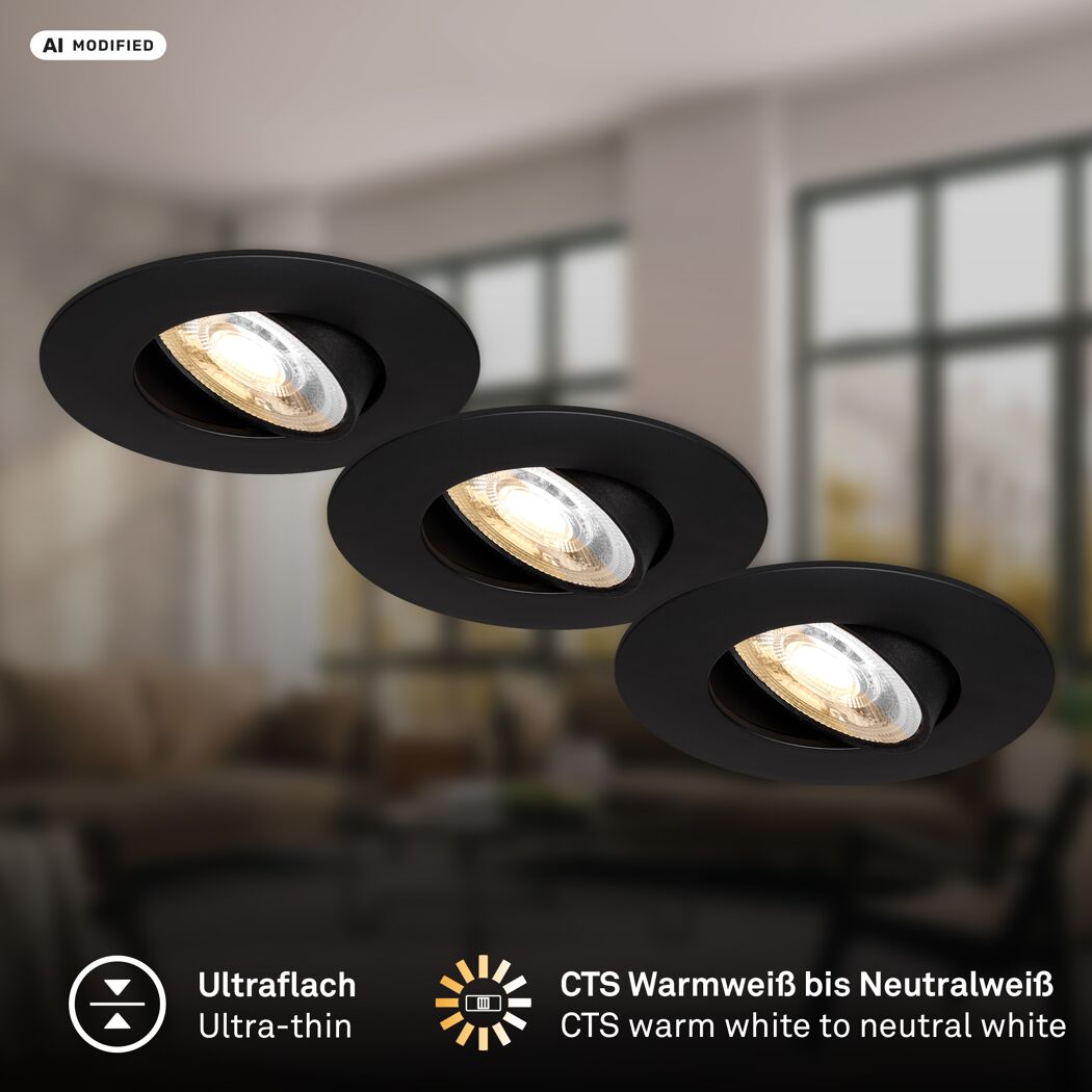 Einbauleuchtenset 'Dimara' 14,7 W 1200 lm warmweiß Ø 6,8 cm 3 Stück