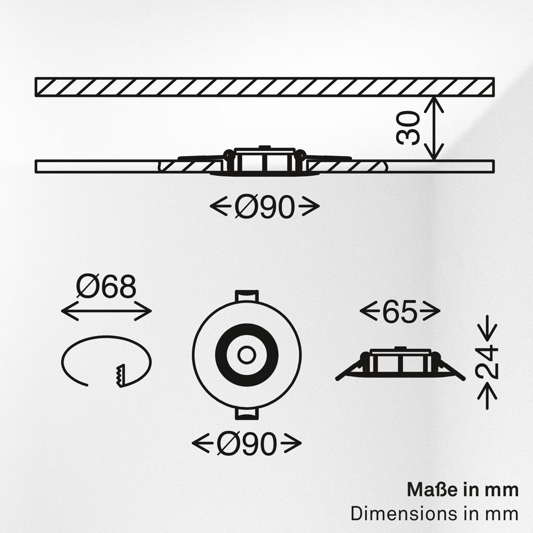 Einbauleuchtenset 'Dimara' 14,7 W 1200 lm warmweiß Ø 6,8 cm 3 Stück
