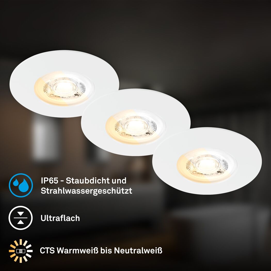Einbauleuchtenset 'Dimara' 14,7 W 1170 lm warmweiß Ø 6,8 cm 3 Stück