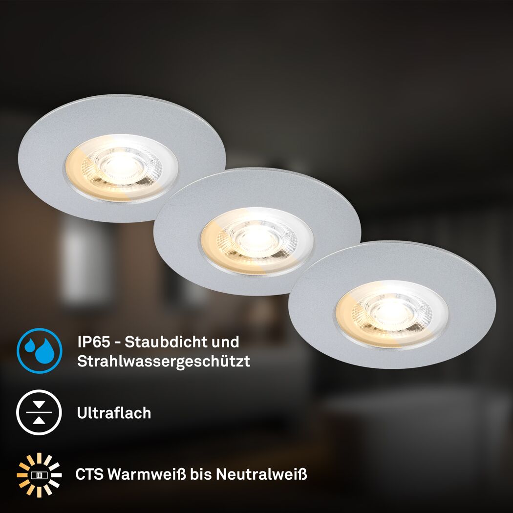 Einbauleuchtenset 'Dimara' 14,7 W 1170 lm warmweiß Ø 6,8 cm 3 Stück
