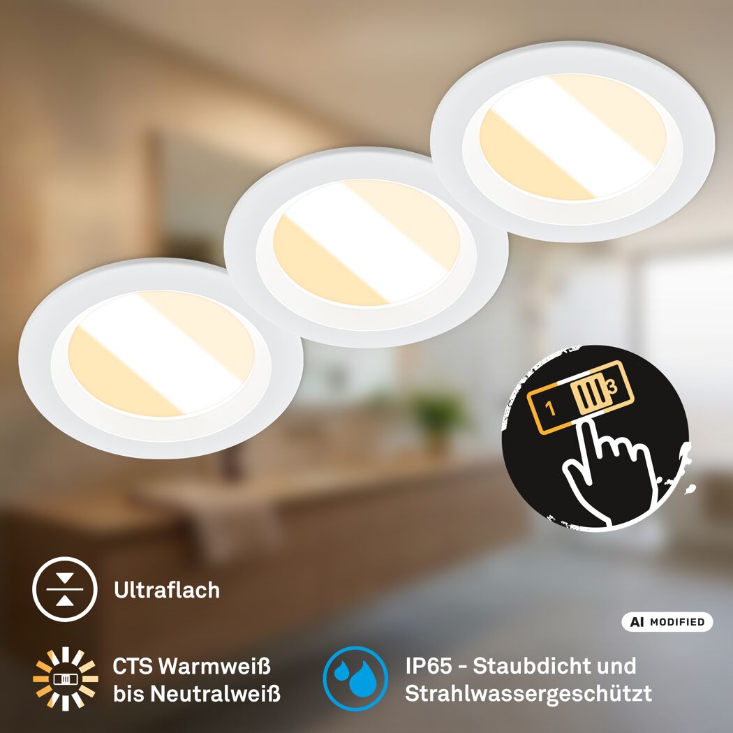 Einbauleuchtenset 'Raynolt' 3,5 W 450 lm neutralweiß Ø 6,8 cm 3 Stück