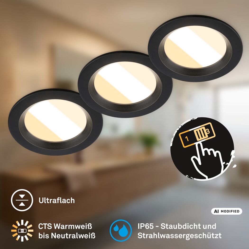 Einbauleuchtenset 'Raynolt' 3,5 W 450 lm neutralweiß Ø 6,8 cm 3 Stück
