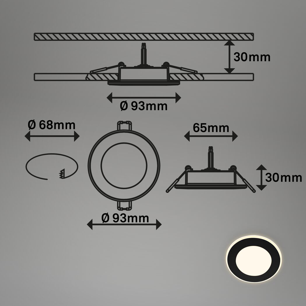 Einbauleuchtenset 'Trato' 14,7 W 1275 lm warmweiß Ø 7,6 cm 3 Stück