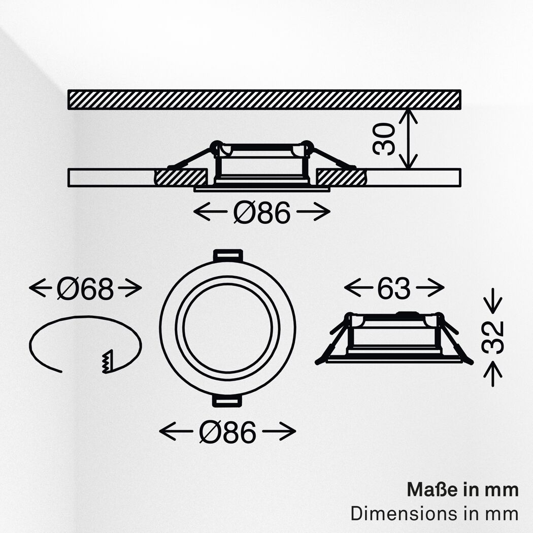Einbauleuchtenset 'Raynolt' 3,5 W 450 lm neutralweiß Ø 6,8 cm 3 Stück