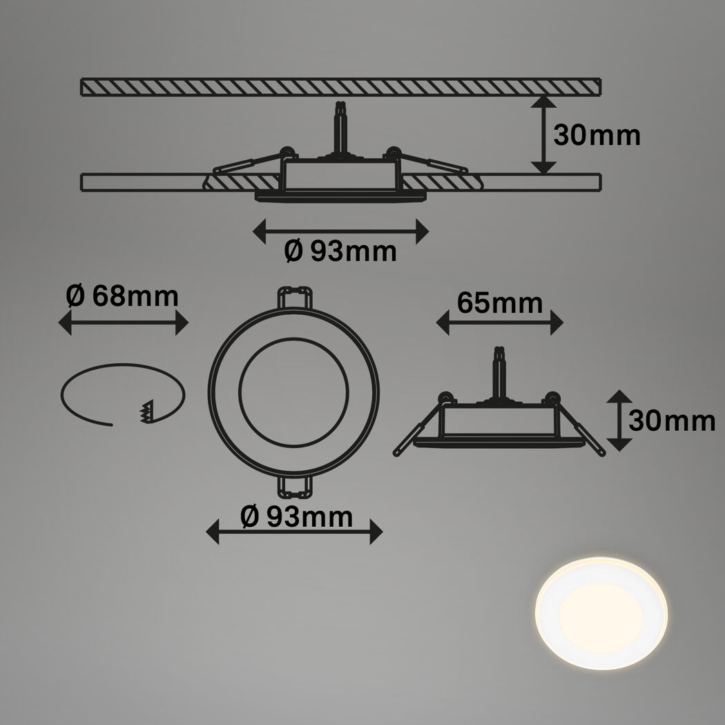 Einbauleuchtenset 'Trato' 14,7 W 1275 lm warmweiß Ø 7,6 cm 3 Stück