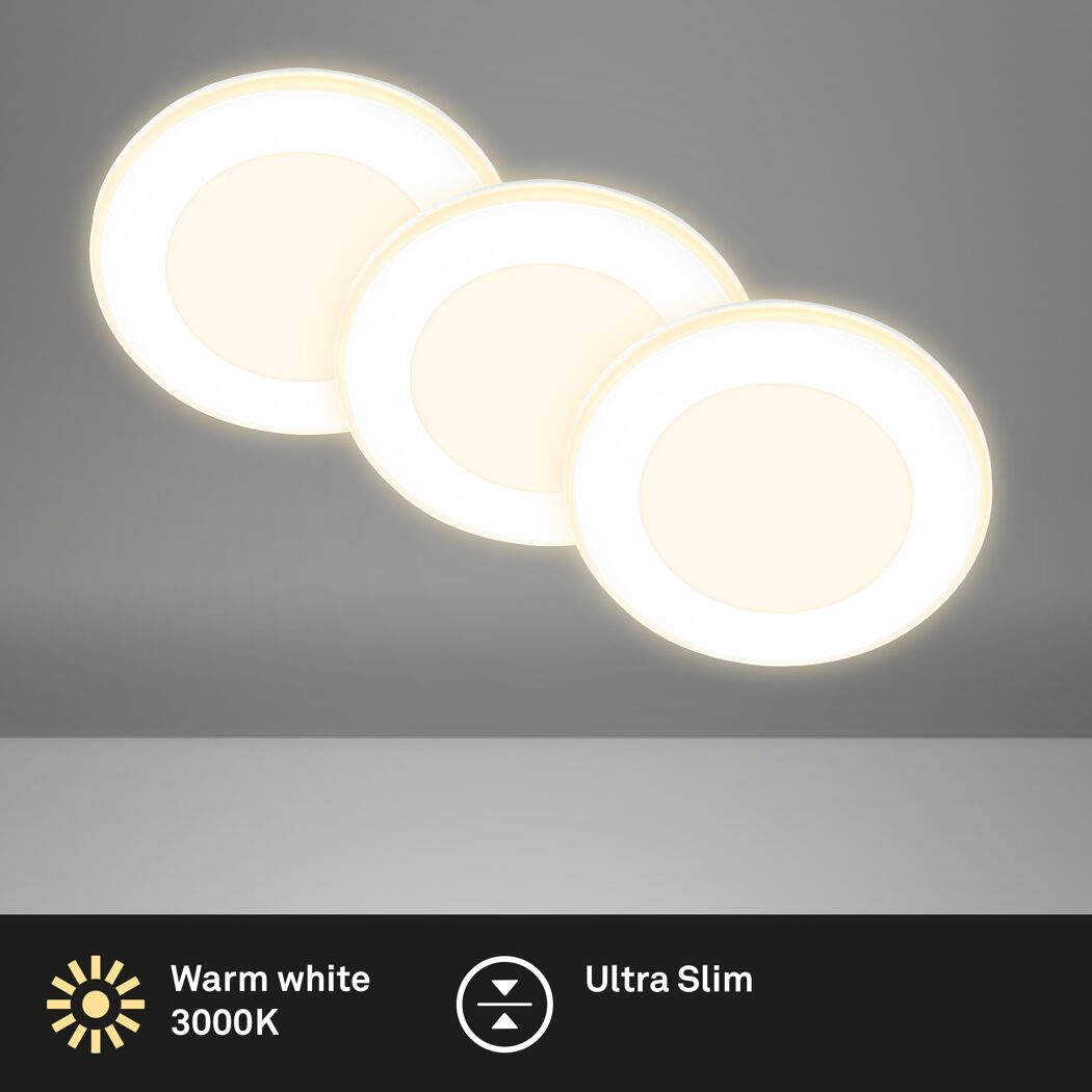 Einbauleuchtenset 'Trato' 14,7 W 1275 lm warmweiß Ø 7,6 cm 3 Stück