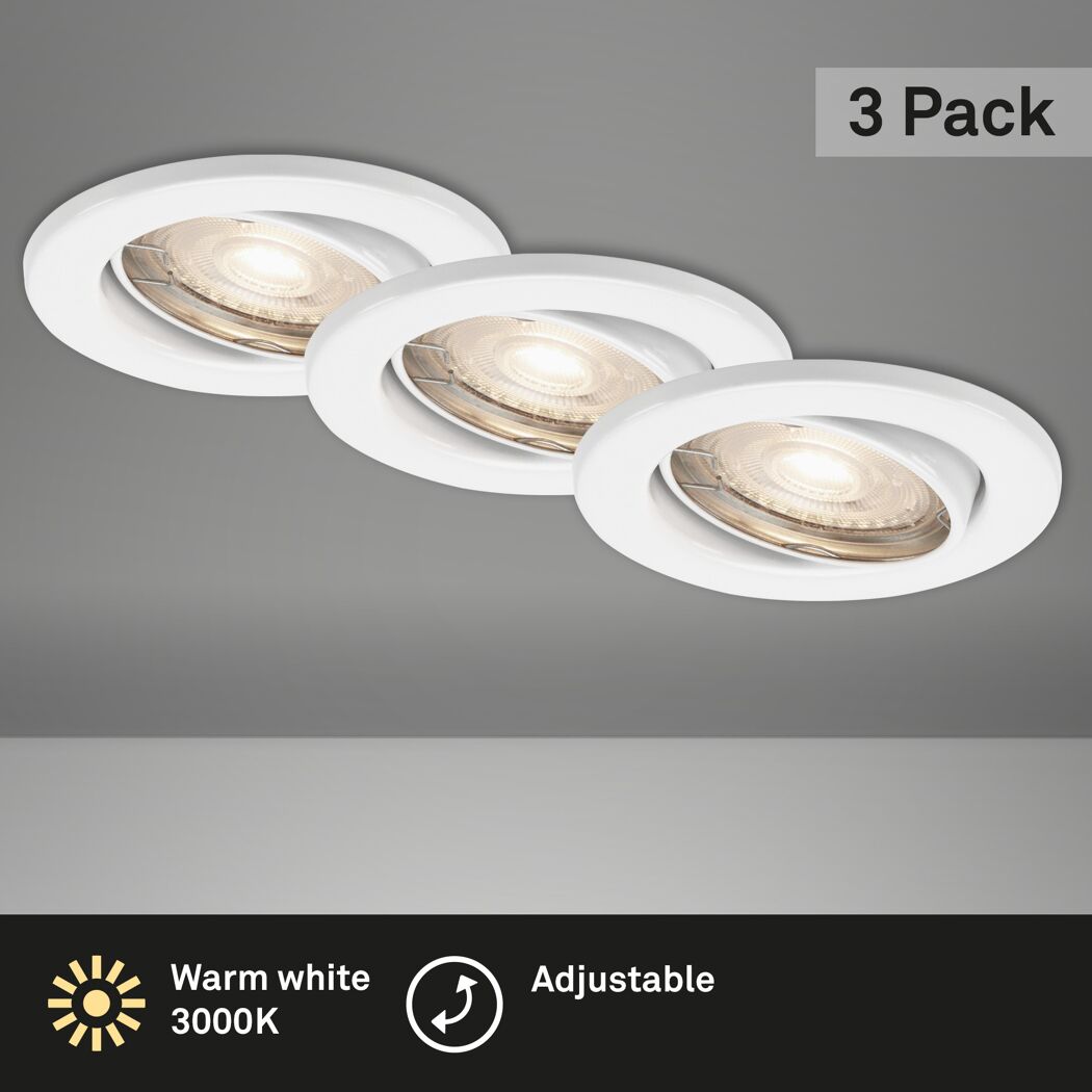 Einbauleuchtenset 'Sten' 14,4 W 1200 lm warmweiß Ø 6,8 cm 3 Stück