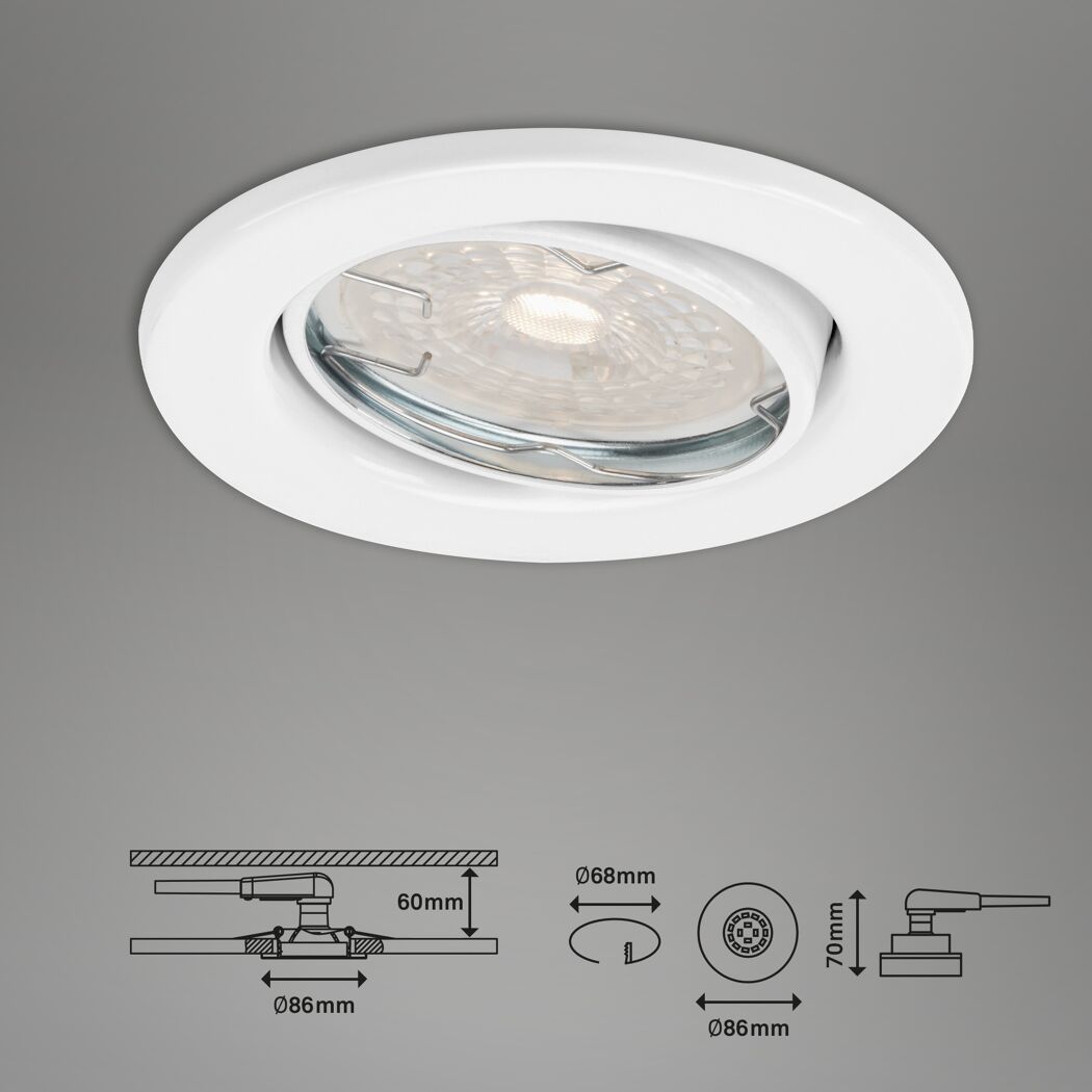 Einbauleuchtenset 'Dimm' dimmbar 16,5 W 1200 lm warmweiß Ø 6,8 cm 3 Stück