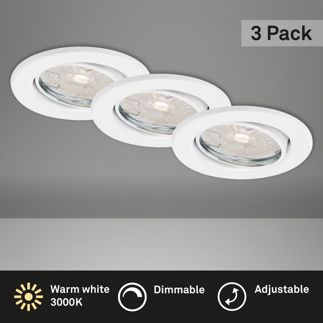 Einbauleuchtenset 'Dimm' dimmbar 16,5 W 1200 lm warmweiß Ø 6,8 cm 3 Stück