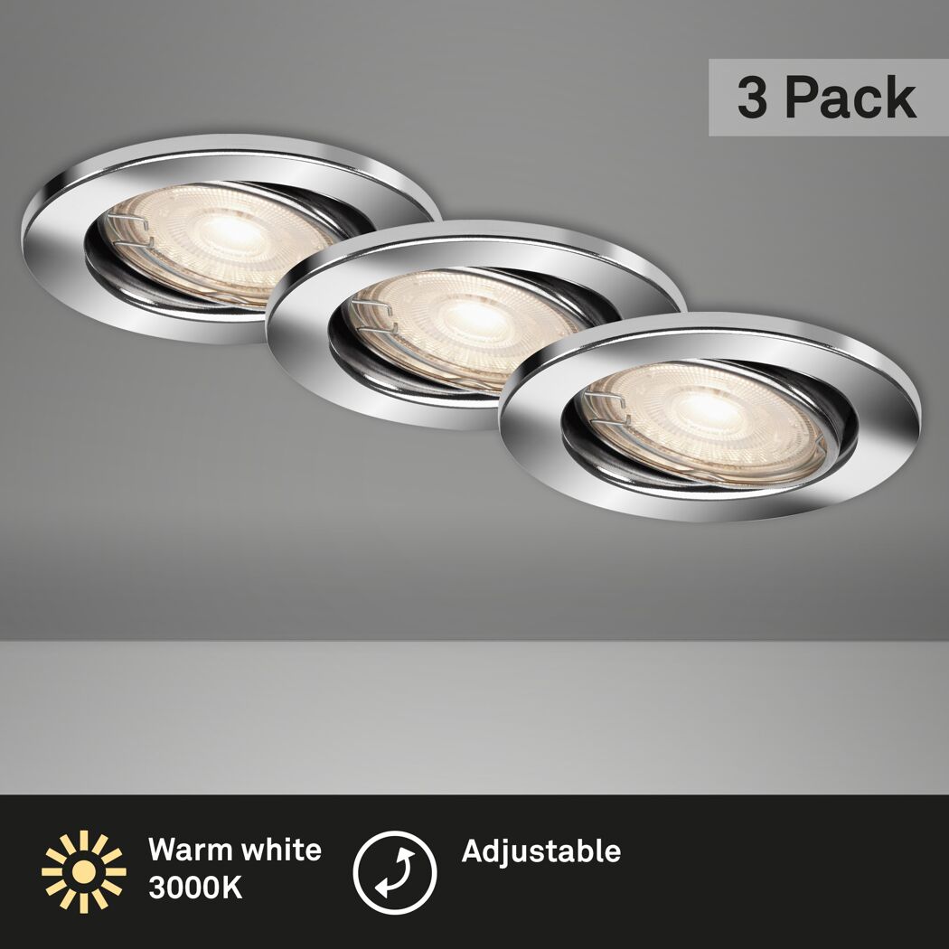 Einbauleuchtenset 'Sten' 14,4 W 1200 lm warmweiß Ø 6,8 cm 3 Stück