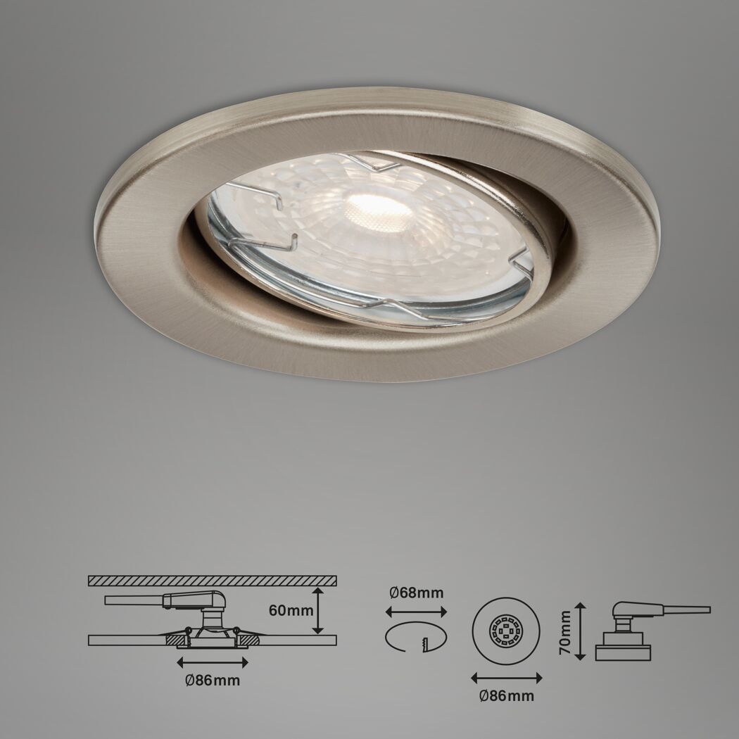 Einbauleuchtenset 'Dimm' dimmbar 16,5 W 1200 lm warmweiß Ø 6,8 cm 3 Stück