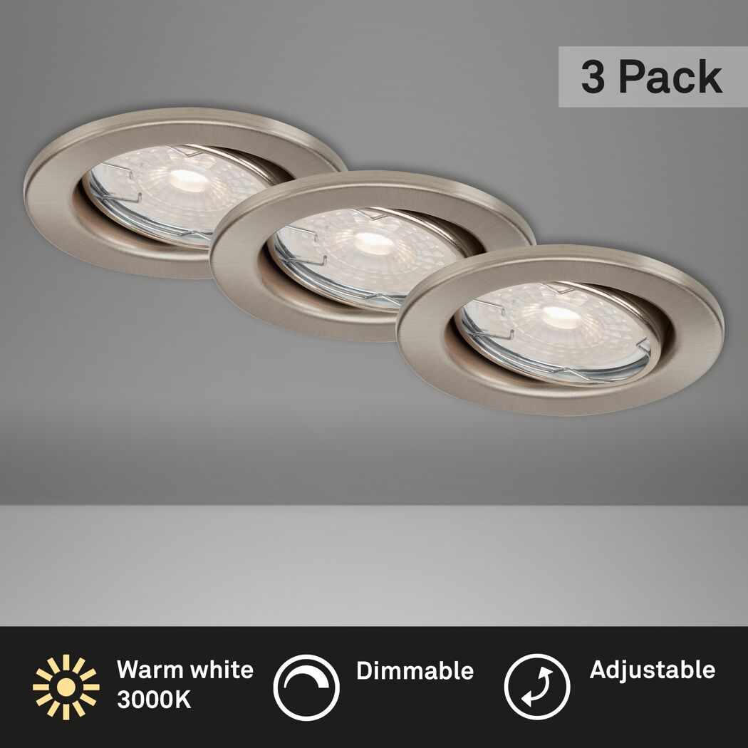 Einbauleuchtenset 'Dimm' dimmbar 16,5 W 1200 lm warmweiß Ø 6,8 cm 3 Stück