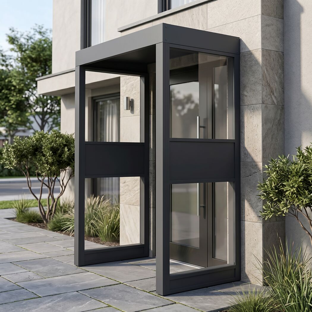 Vordach 'Sophia 2 Side Wall 1600' grau 160 x 96 cm