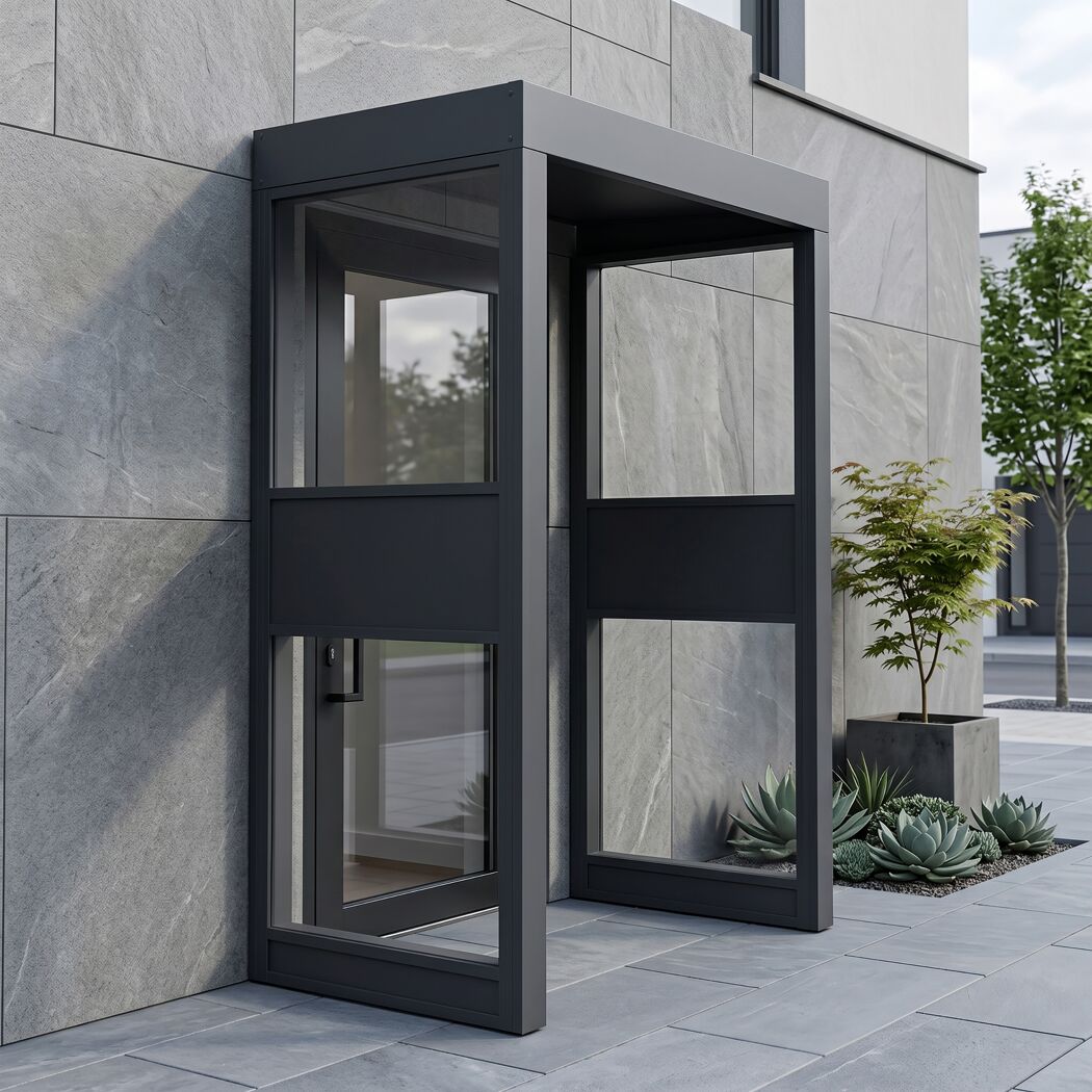 Vordach 'Sophia 2 Side Wall 1600' grau 160 x 96 cm