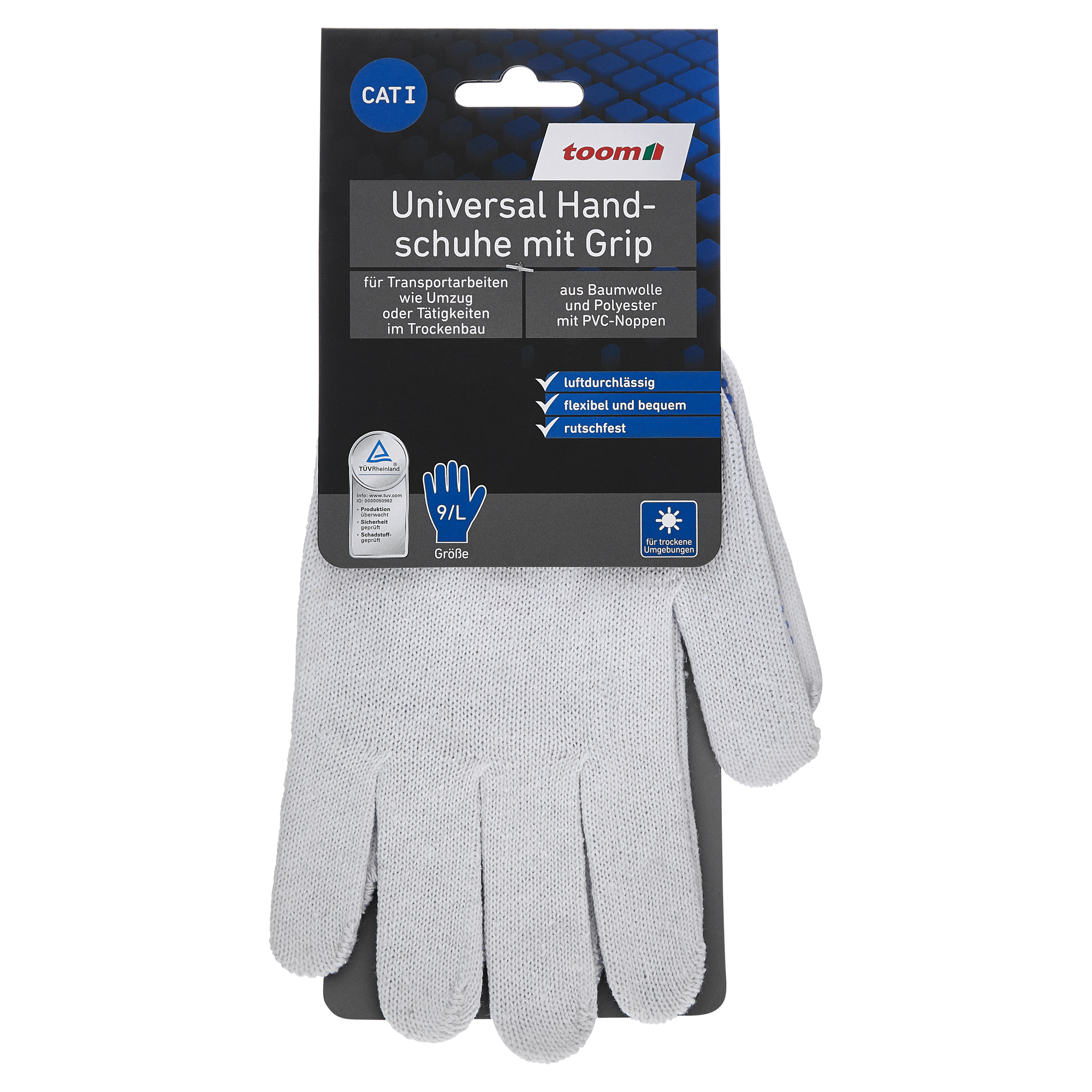 Universal Handschuhe mit Grip weiß Gr. 9/L + product picture