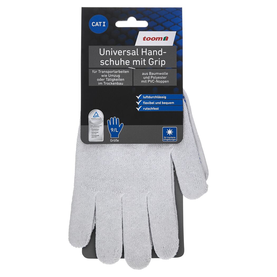 Universal Handschuhe mit Grip weiß Gr. 9/L