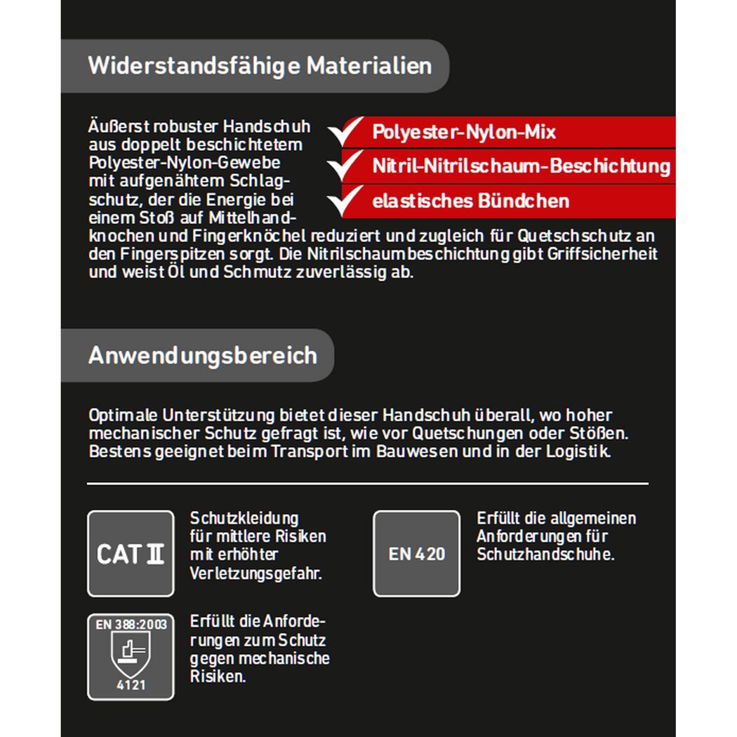 Robuster Handschuh mit Nitrilschaumbeschichtung