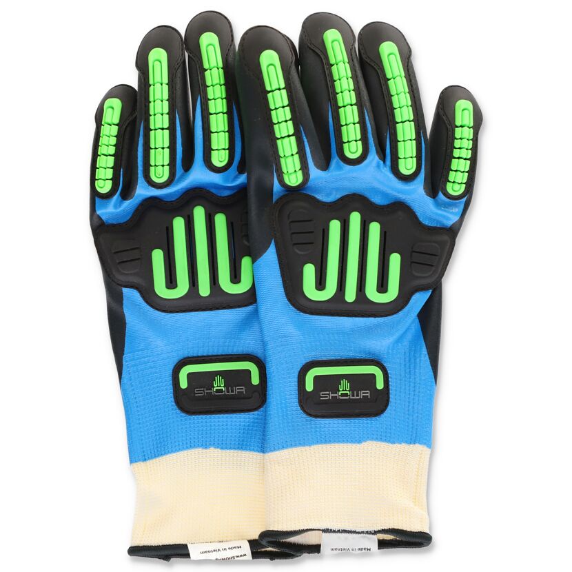 SHOWA Handschuhe blau-schwarz-grün Größe XL