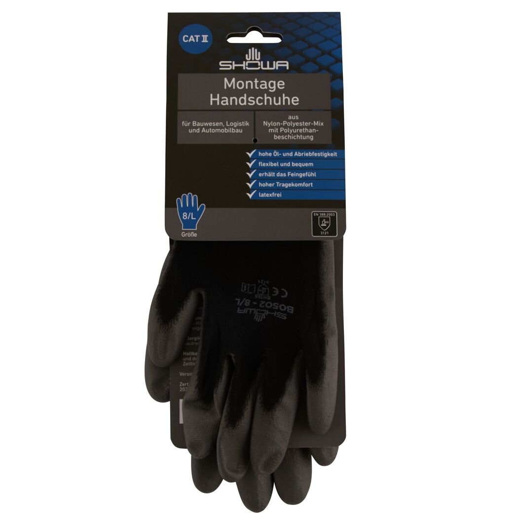 Schwarze SHOWA Montagehandschuhe Größe 8/L