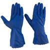 Ein Paar blaue Reinigungshandschuhe