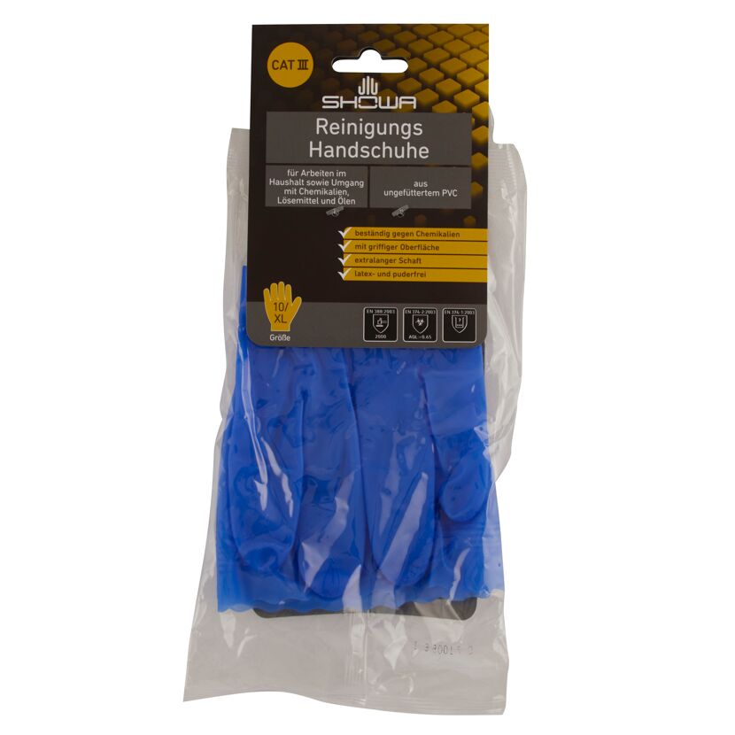 SHOWA Reinigungshandschuhe, Größe XL, 10 Stück, blau